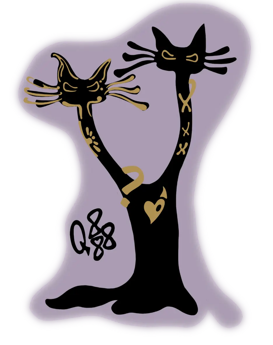 Kotiki-Nar: Rishikesh Edition sticker - two heads, barbed wire, and the holy threshold