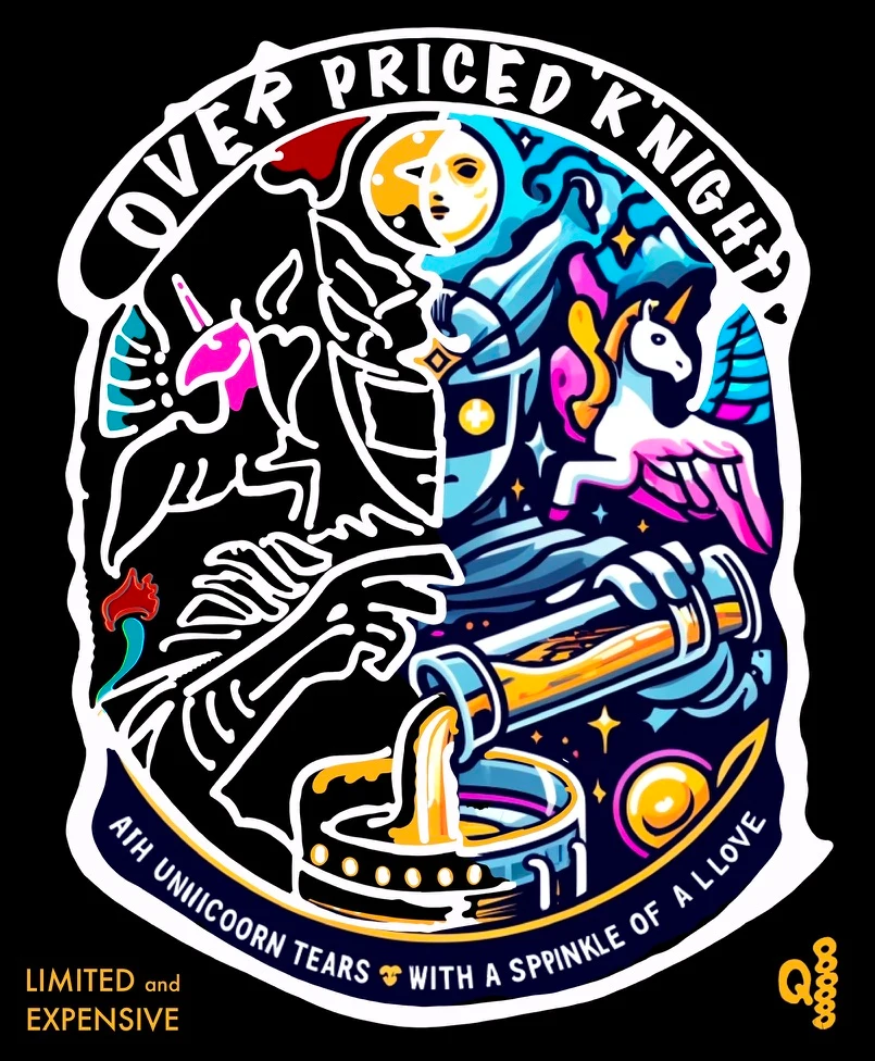 Overpriced Knight sticker - ancient myth as modern artifact